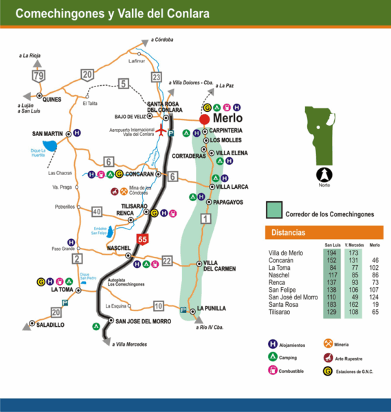 Mapa del valle de Conlara y Comechingones Mapa del valle de Conlara y Comechingones