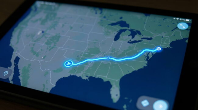 Mapa de ruta en carro de Dallas a New York con recorrido y distancia