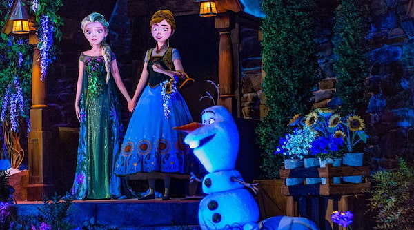 Personajes de Frozen en una nueva atracción anunciada para Disney World Orlando en 2026