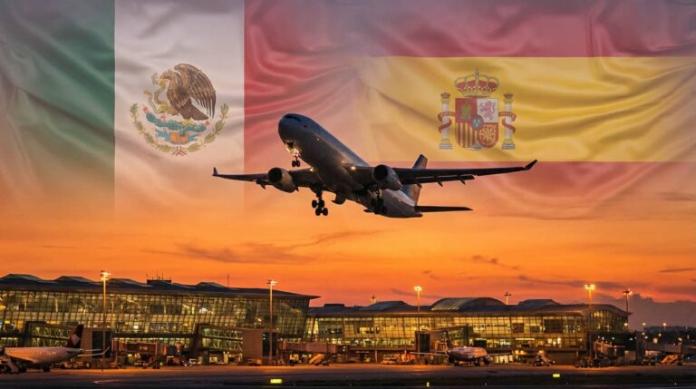 Vuelo internacional de M&eacute;xico a Espa&ntilde;a en 2026 bajo nuevos requisitos migratorios y controles de entrada