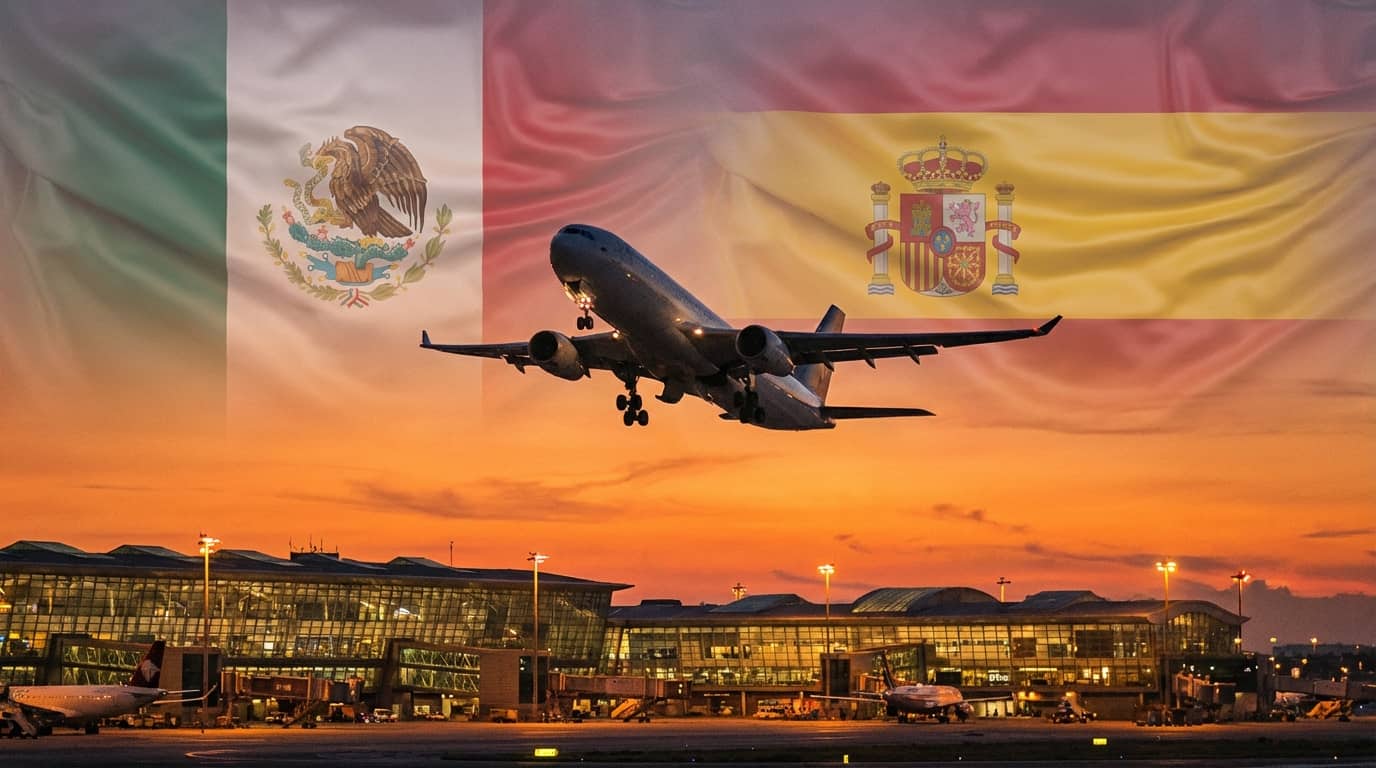 Vuelo internacional de México a España en 2026 bajo nuevos requisitos migratorios y controles de entrada