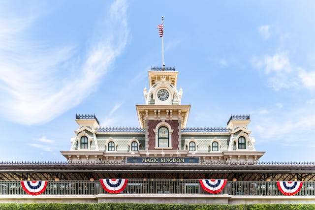 Entrada principal de Magic Kingdom en Walt Disney World, uno de los parques incluidos en el Boleto Mágico de Disney 2026