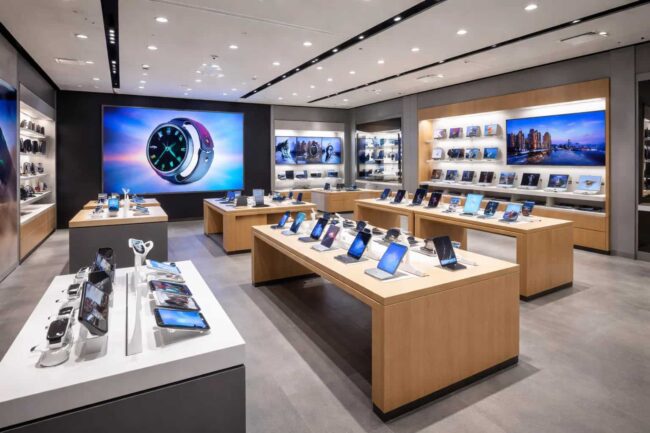 Compras en Miami: centros comerciales y outlets en 2026 Centro comercial en Miami con tiendas de marcas y personas comprando en Estados Unidos