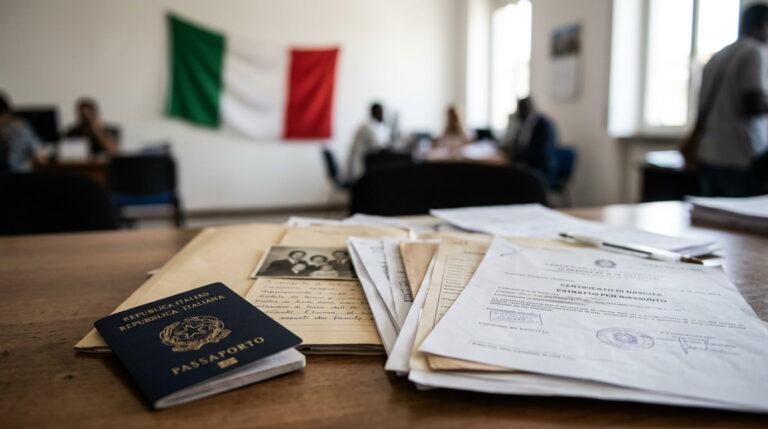 Documentos y pasaporte italiano para tr&aacute;mite de ciudadan&iacute;a italiana por descendencia