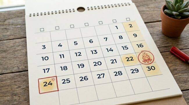 cuando cae san juan 2026 fecha exacta calendario calendario con el 24 de junio marcado san juan 2026