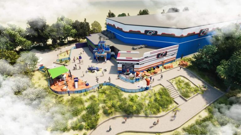 &Aacute;rea de la Galacticoaster en LEGOLAND Florida con zona tem&aacute;tica espacial y acceso a la nueva monta&ntilde;a rusa