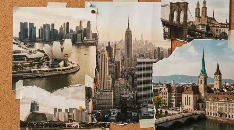 collage de ciudades como Singapur, Nueva York y Z&uacute;rich, entre las m&aacute;s caras del mundo para vivir en 2026