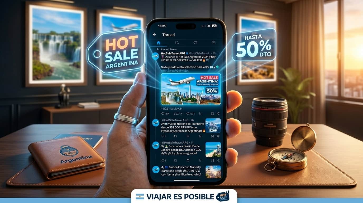 Hot Sale de viajes con promociones de vuelos, paquetes turísticos en cuotas y descuentos para viajar desde Argentina.