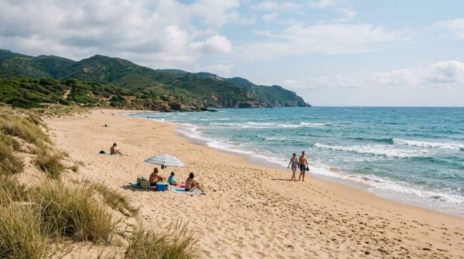 Playa tranquila con pocos turistas, ideal para viajar barato fuera de temporada alta