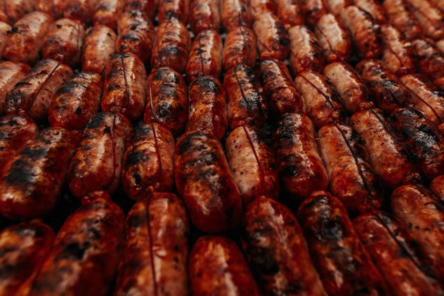 Chorizos argentinos asándose a la parrilla, imagen relacionada con las comidas típicas de Argentina por región.