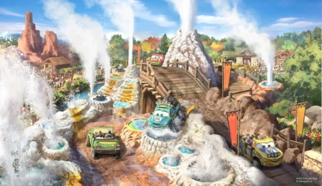Concept art de la nueva zona inspirada en Cars que llegará a Magic Kingdom en Disney World