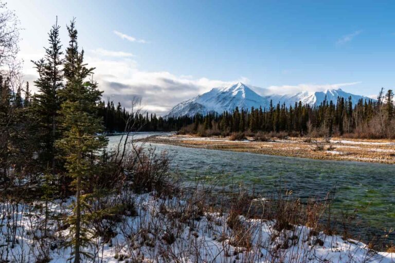 R&iacute;o rodeado de bosque y monta&ntilde;as nevadas en un destino de naturaleza para viajar en 2027