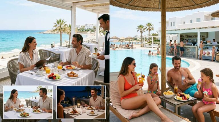 Comparaci&oacute;n entre comidas incluidas en pensi&oacute;n completa y bebidas y servicios de un hotel all inclusive