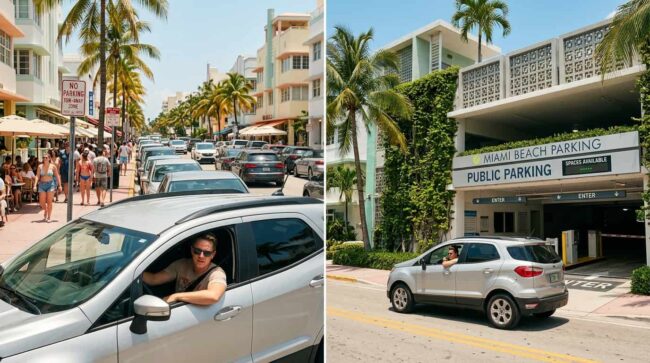 Estacionar en la calle o en un garaje público en Miami Beach Comparación entre estacionamiento en la calle y garaje público en Miami Beach